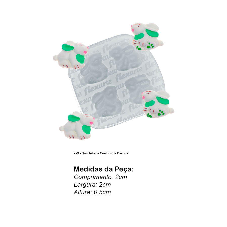 Molde de  Silicone 929 - Quarteto de Coelhos de Páscoa