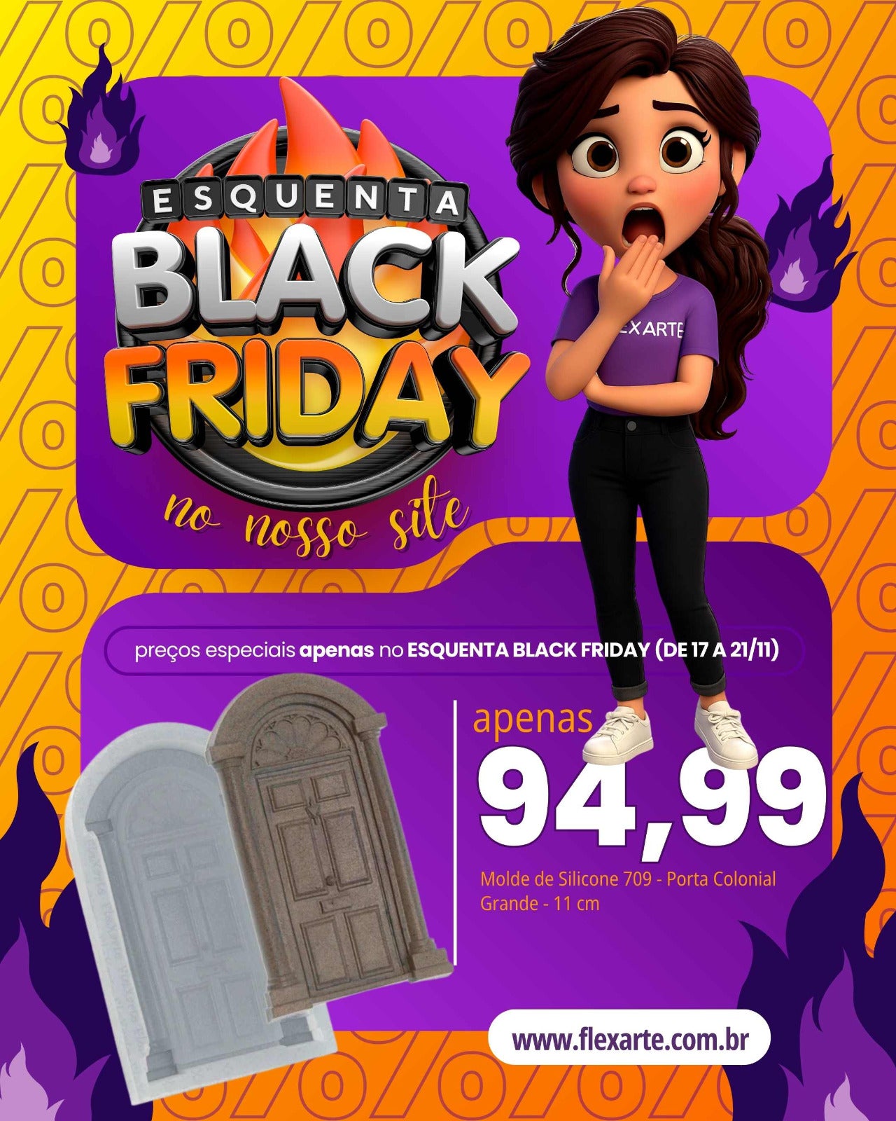 Molde de Silicone 709 - Porta Colonial GD. 11cm BLACK FRIDAY