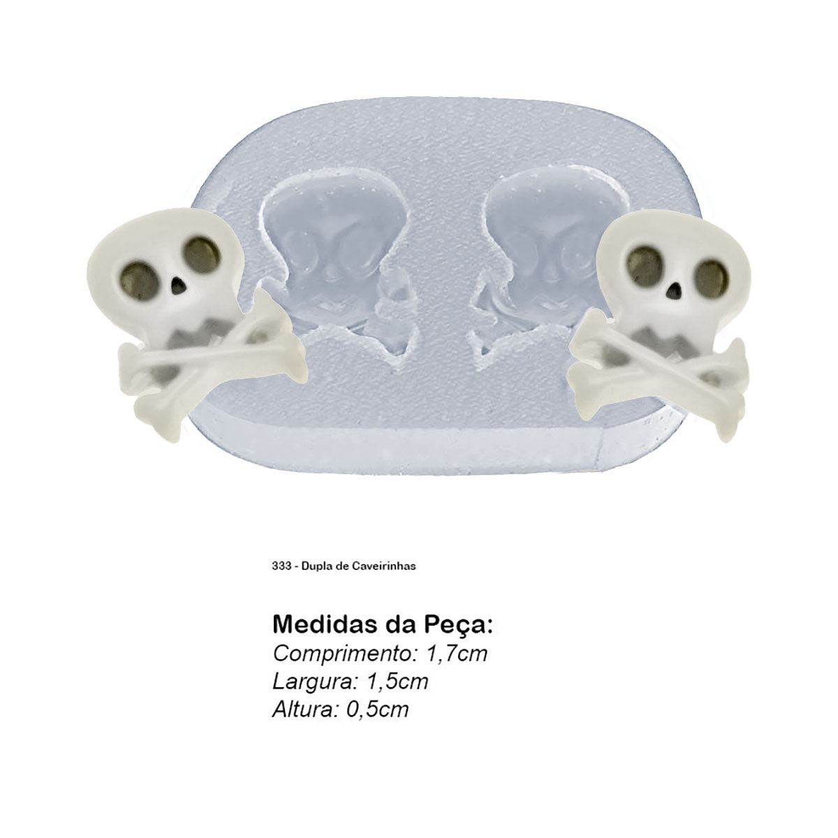 Molde de  Silicone 333 - Dupla de Caveirinhas