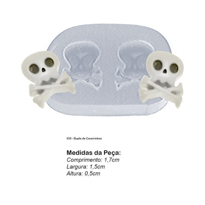 Molde de  Silicone 333 - Dupla de Caveirinhas
