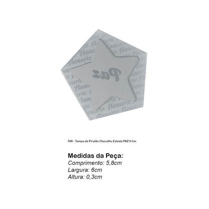 Molde de  Silicone 596 - Tampa de Pirulito Chocalho Estrela PAZ 6 Cm