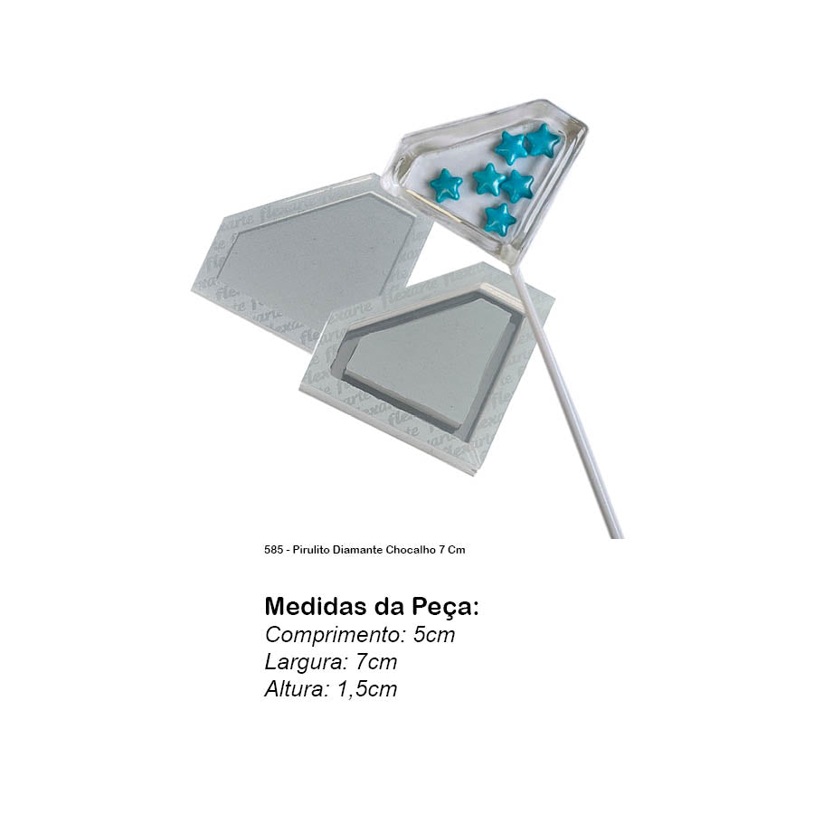 Molde de  Silicone 585 - Pirulito Diamante Chocalho 7 Cm