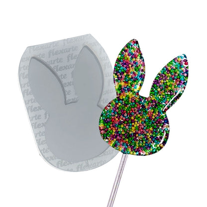 Molde de  Silicone 824 - Pirulito de Cristal Cabeça de Coelho 7 Cm