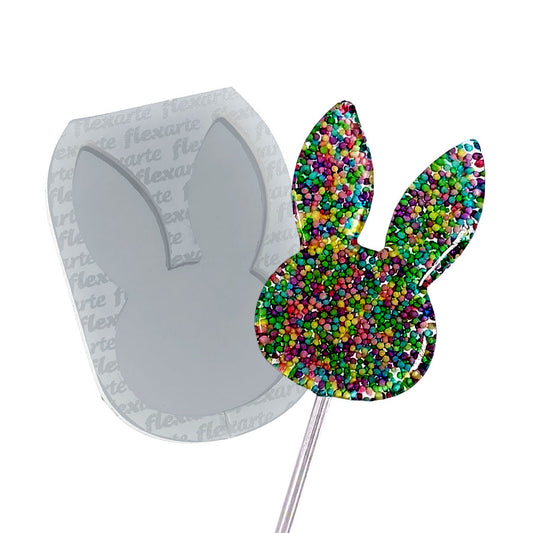Molde de  Silicone 824 - Pirulito de Cristal Cabeça de Coelho 7 Cm