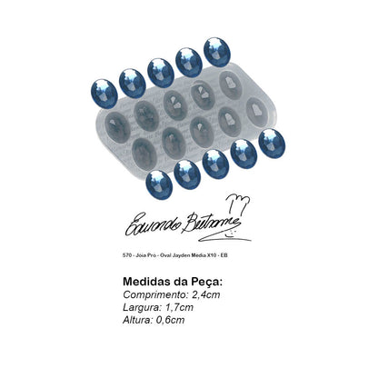 Molde de  Silicone 570 - Jóia Pró - Oval Jayden Média X10 - EB