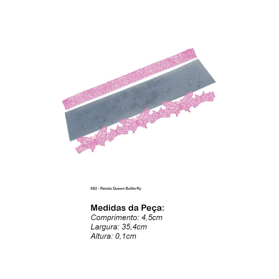 Molde de  Silicone 682 - Renda Queen Butterfly