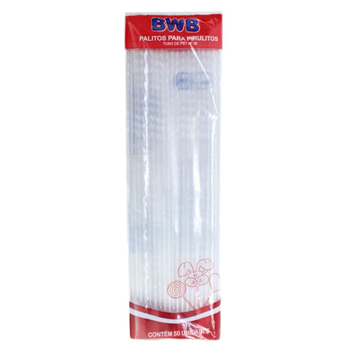 Palito p Pirulito Cristal G - 28cm - 50pçs Bwb - Flexarte
