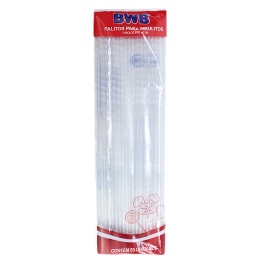 Palito p Pirulito Cristal G - 28cm - 50pçs Bwb - Flexarte