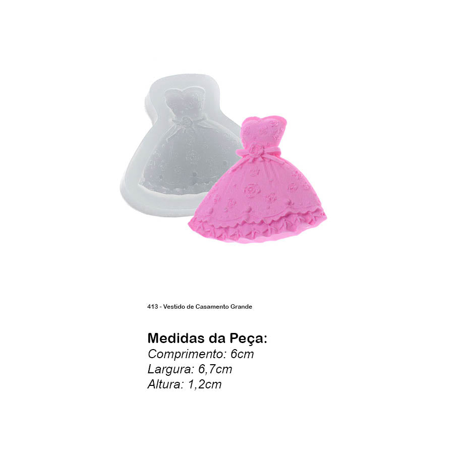 Molde de  Silicone 413 - Vestido de Casamento Grande