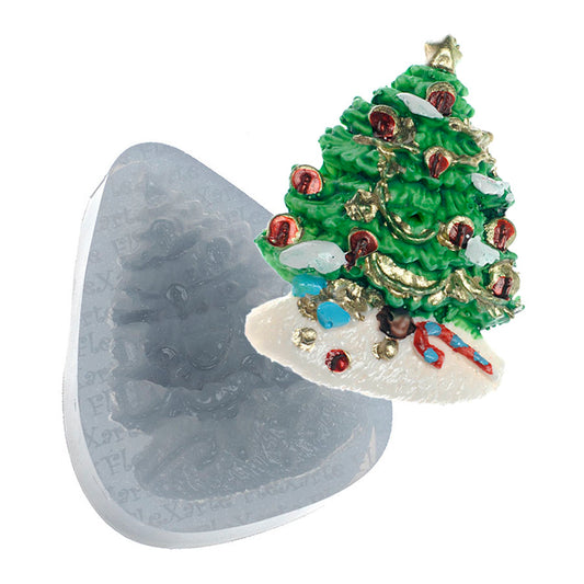 Molde de  Silicone 017 - Árvore de Natal c/ Bolinhas