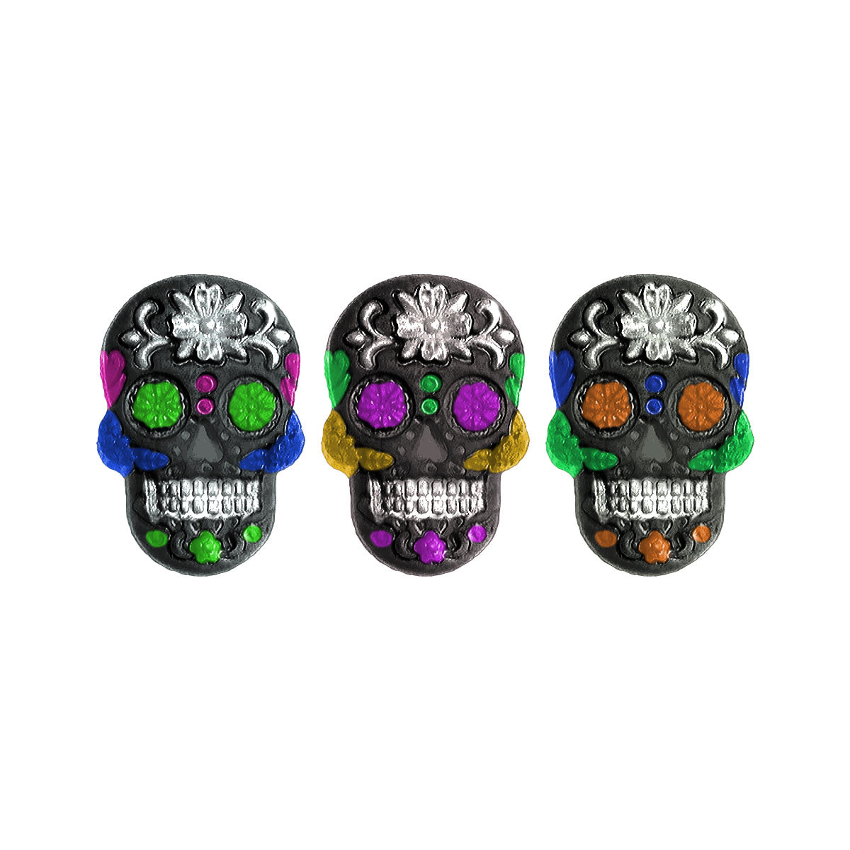 Molde de  Silicone 877 - Trio de Caveiras Catrina - Halloween
