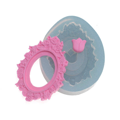 Molde de  Silicone 301 - Moldura Oval + Tulipa
