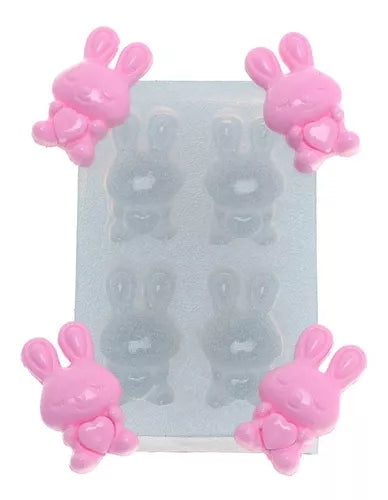 Kit De Páscoa Com 5 Pçs - Coelho Cenoura - Molde De Silicone