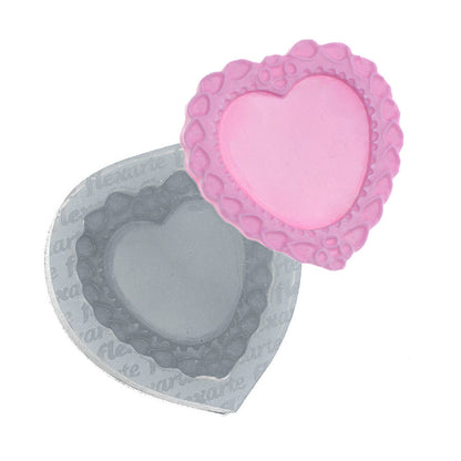 Molde de  Silicone 667 - Coração Médio Emoldurado