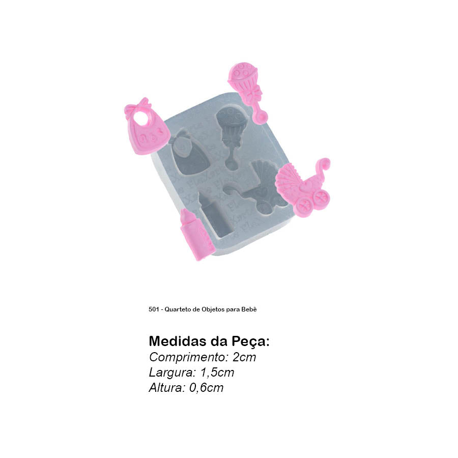 Molde de  Silicone 501 - Quarteto de Objetos para Bebê