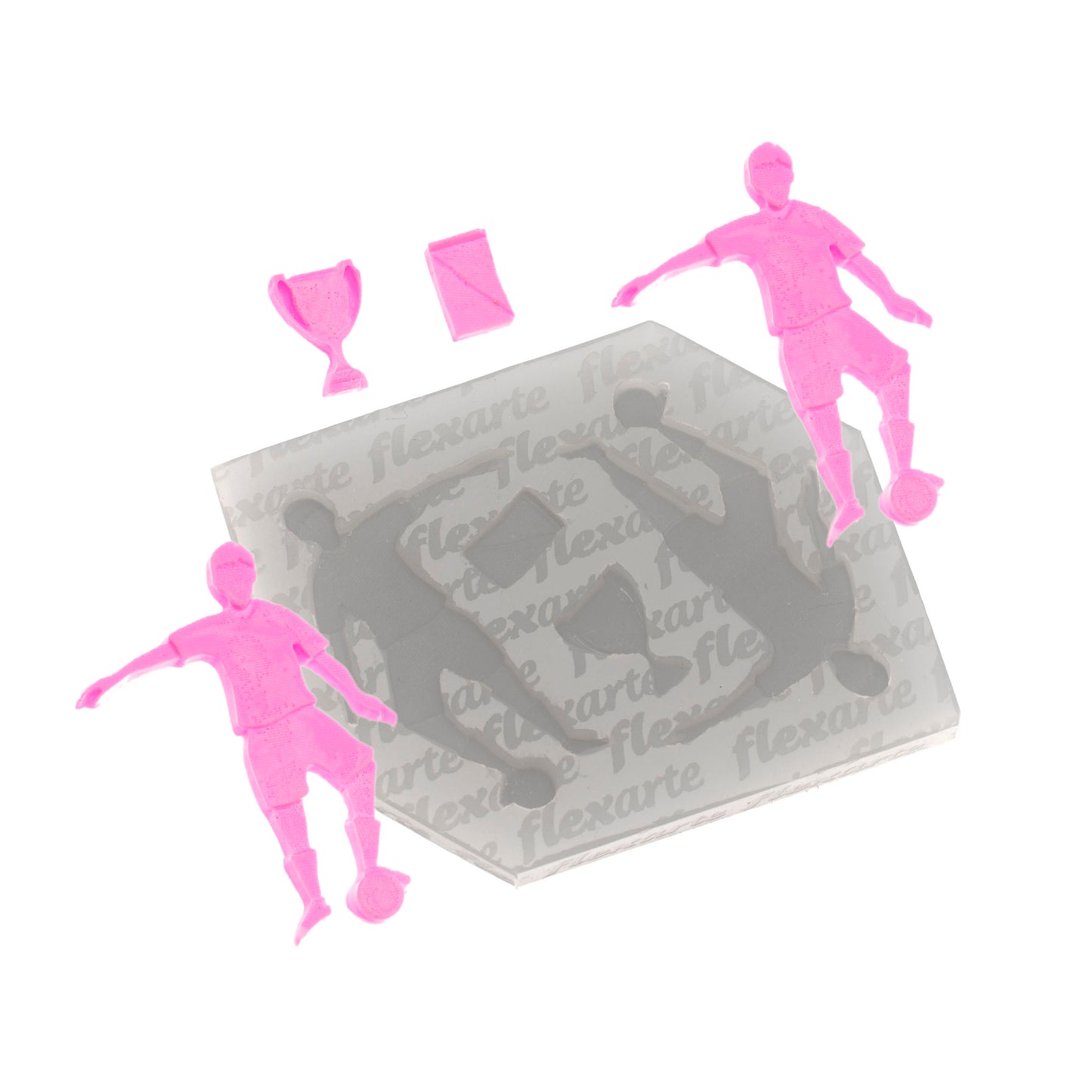 Molde de Silicone 1023 - Jogadores Futebol + Taça + Cartão