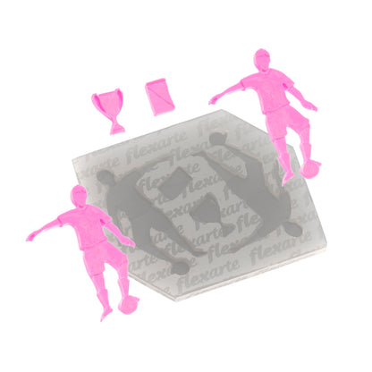 Molde de Silicone 1023 - Jogadores Futebol + Taça + Cartão