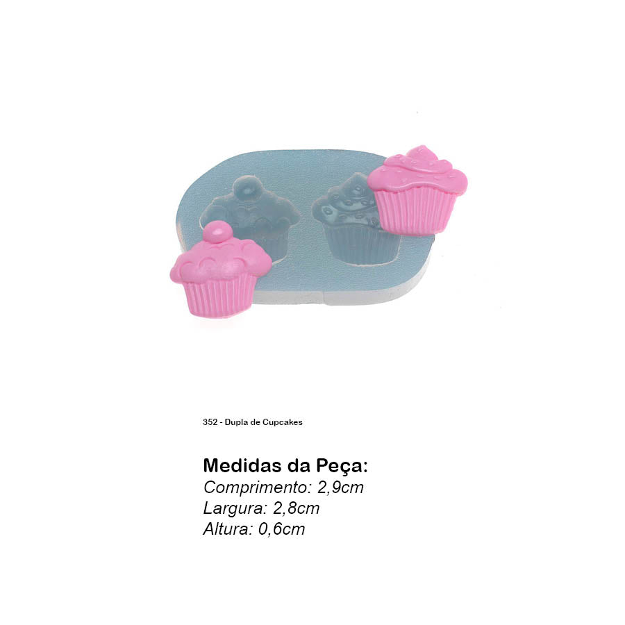 Molde de  Silicone 352 - Dupla de Cupcakes