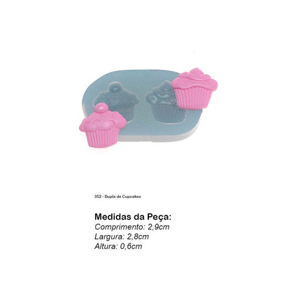 Molde de  Silicone 352 - Dupla de Cupcakes