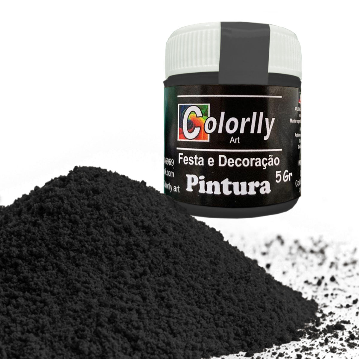 Pó para decoração - Pintura Preto 5g - Colorlly