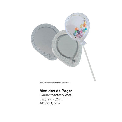 Molde de  Silicone 603 - Pirulito Balão (bexiga) Chocalho 6