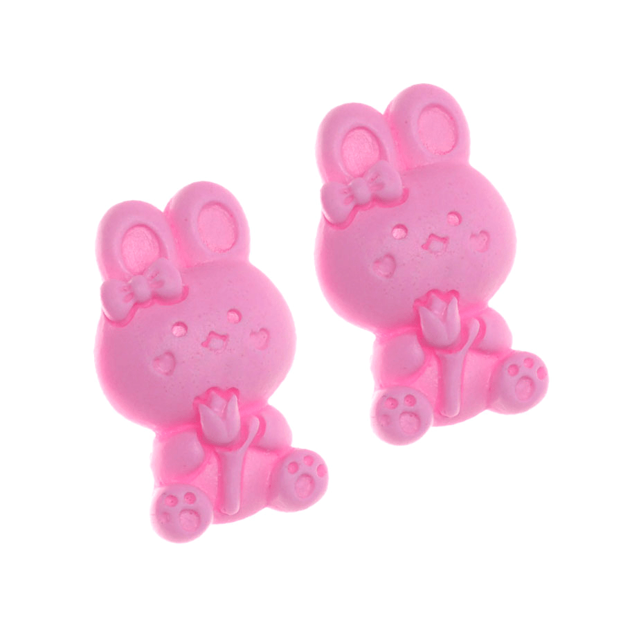 821 Dupla de Coelhos Peq. c/ Flor e Laço – Flexarte – Moldes de Silicone